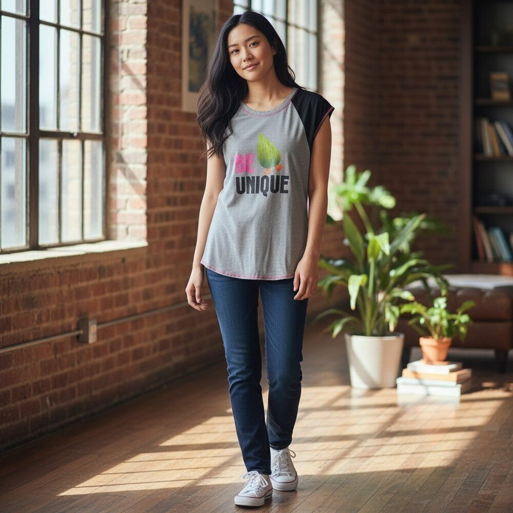Dream Works Trolls Movie Womens Small Gray Be Unique Nightgown Sleep Shirt Top